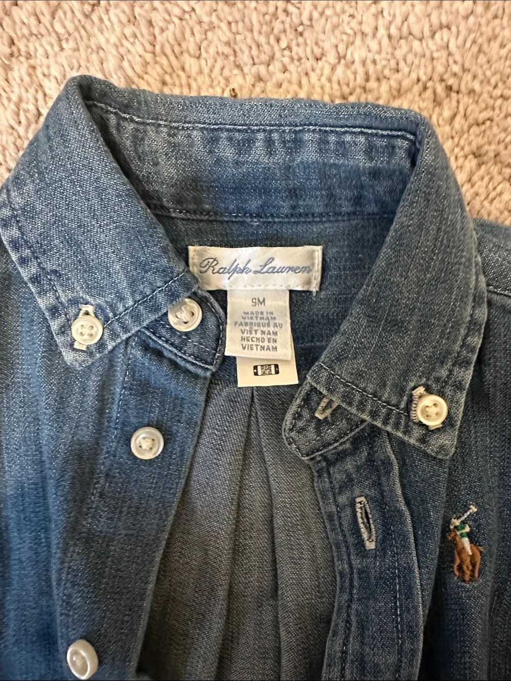 Worn Once - Ralph Lauren Kids 6-9M Denim Button-Down Shirt